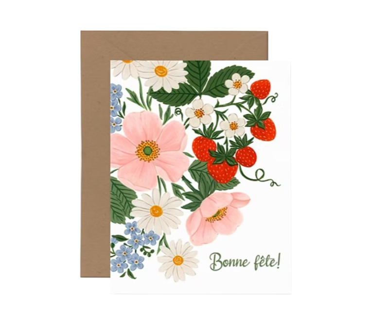 BONNE FÊTE FLEURS FRAISES